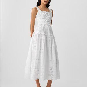 NWT Gap × DÔEN Eyelet Midi Dress in white, size L